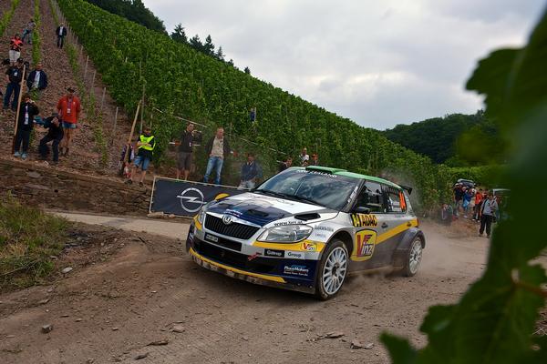 Hayden Paddon and John Kennard won three of Friday's six stages in the WRC2 category of ADAC Rallye Deutschland.